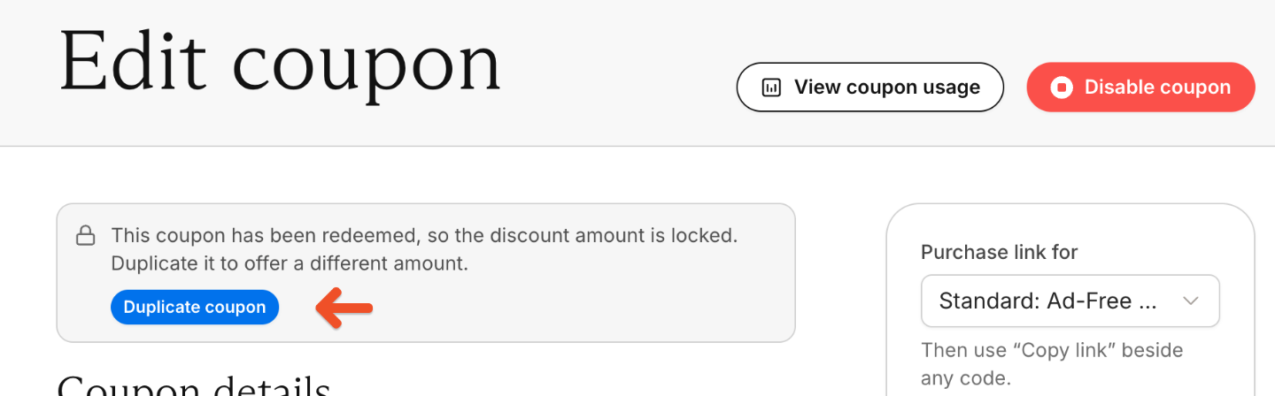 Duplicate a redeemed coupon