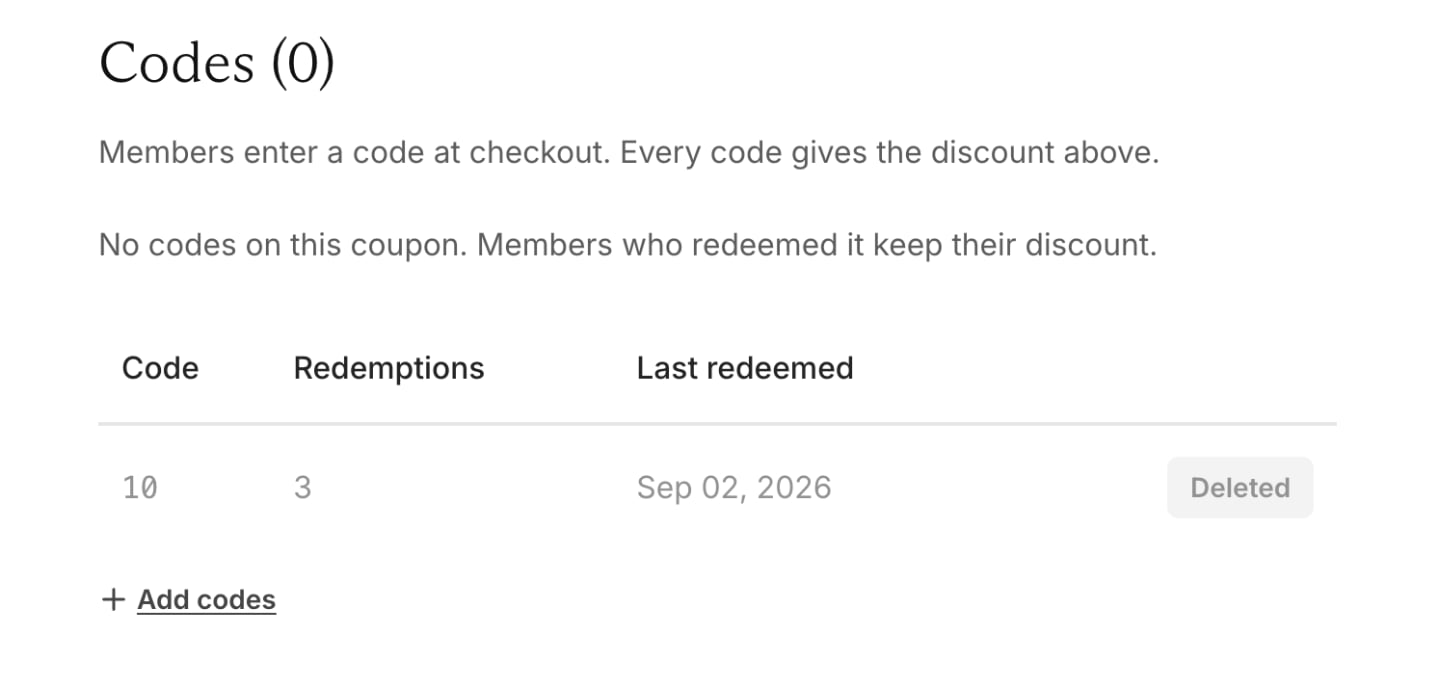 Locked settings on a redeemed coupon