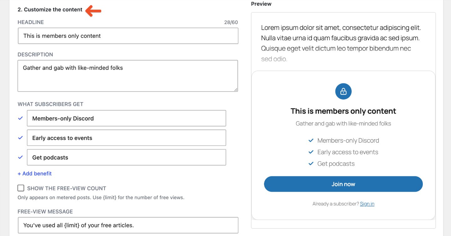 Customize the content