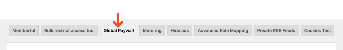 Global Paywall tab