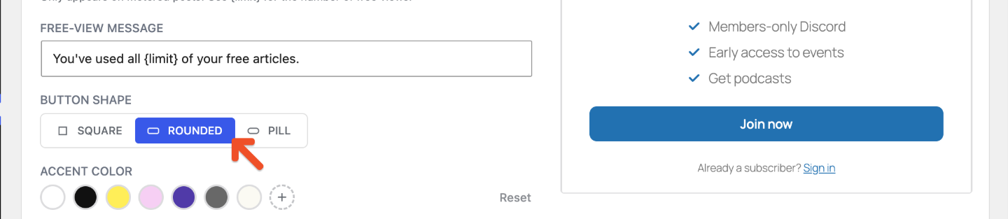 Rounded button shape