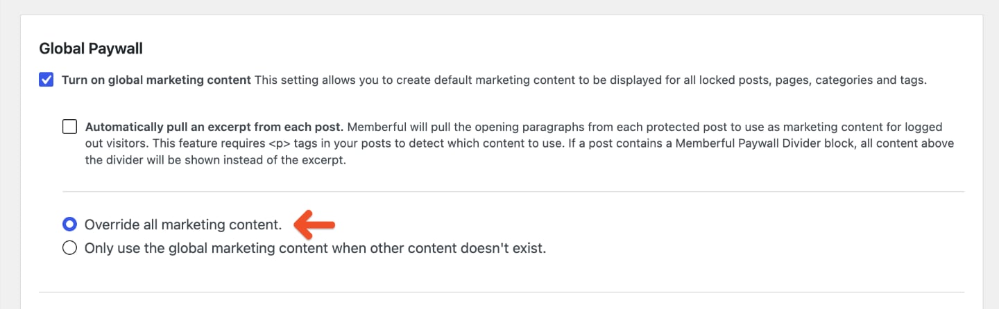 Global marketing content options