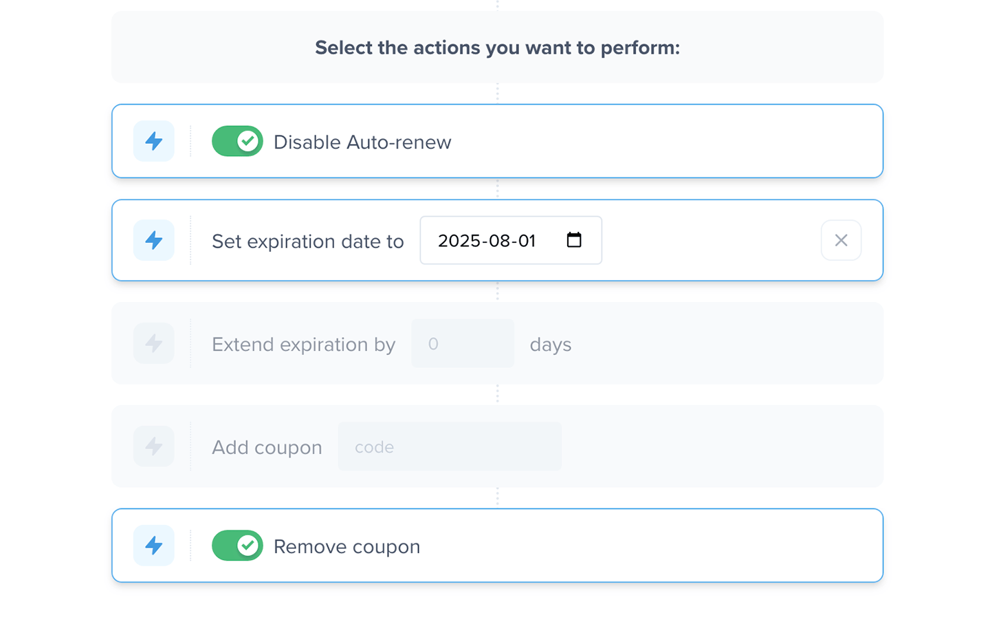 Multiple actions