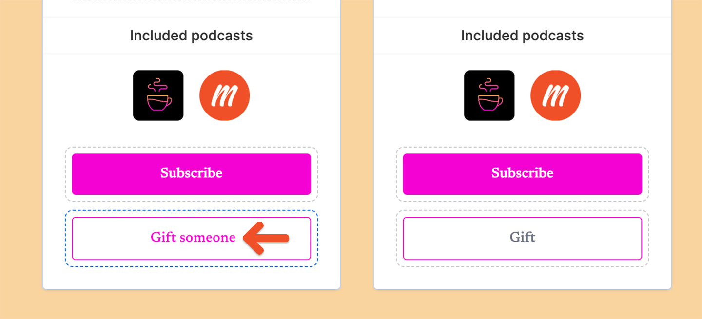 Customize a gift button label