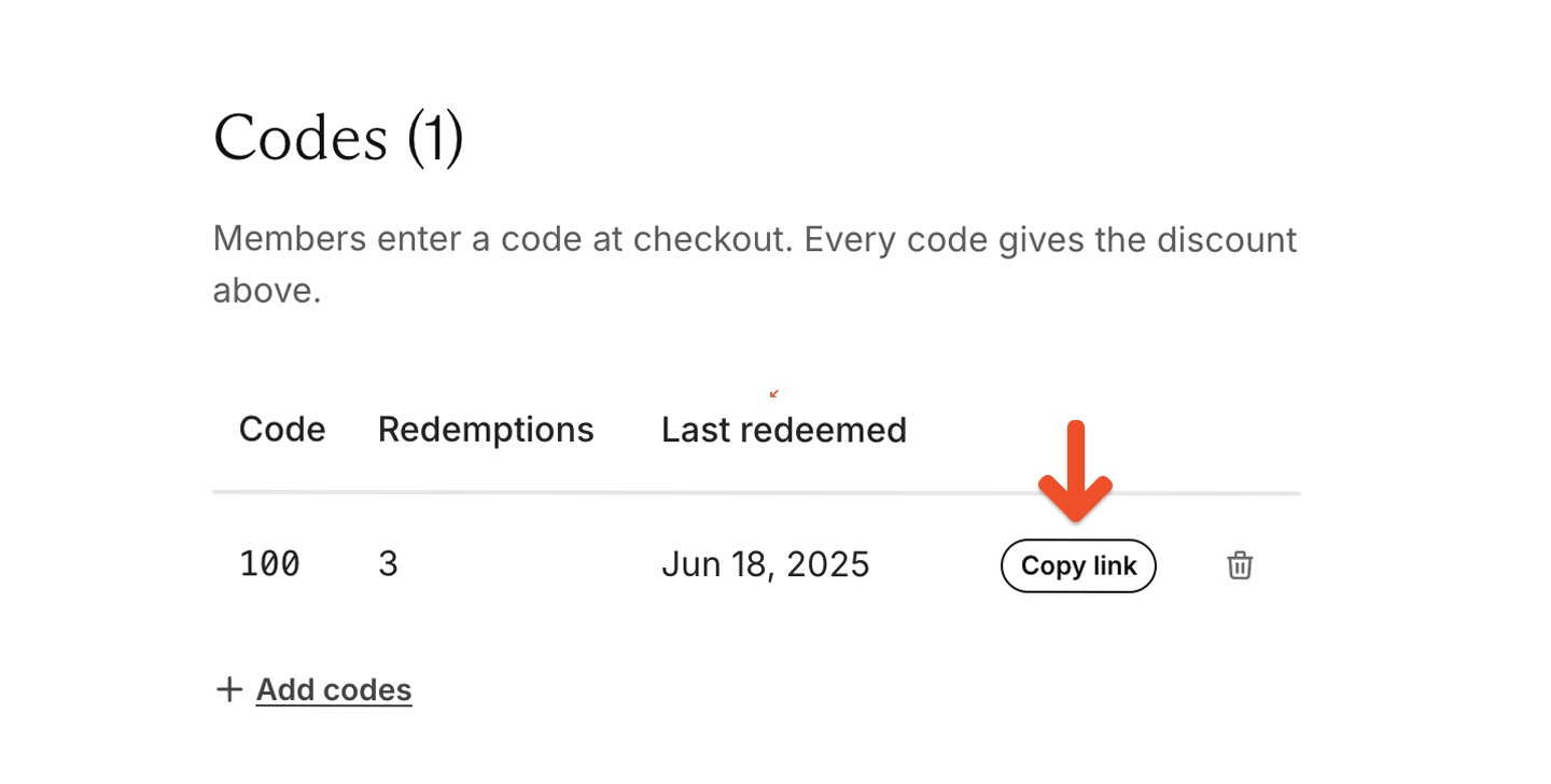 Coupon code with link