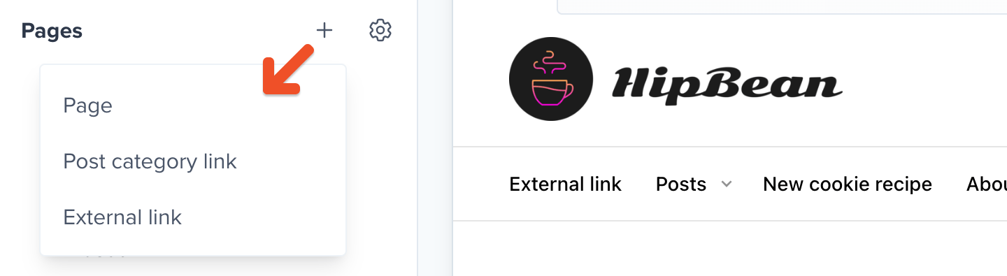 Create a new page or link