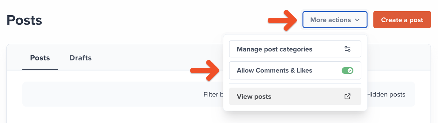 Allow comments & likes for all posts