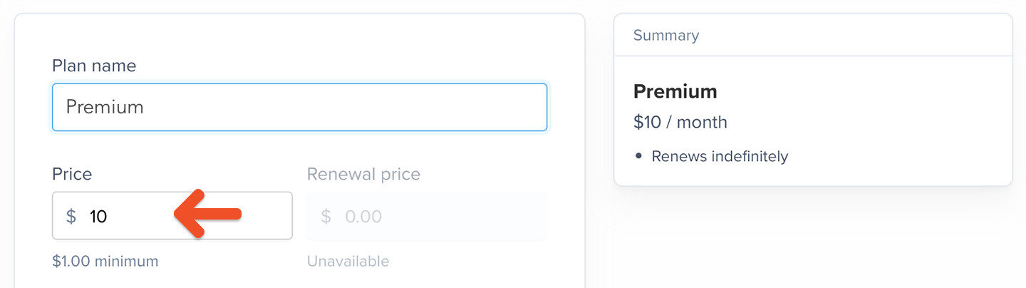 Change plan price
