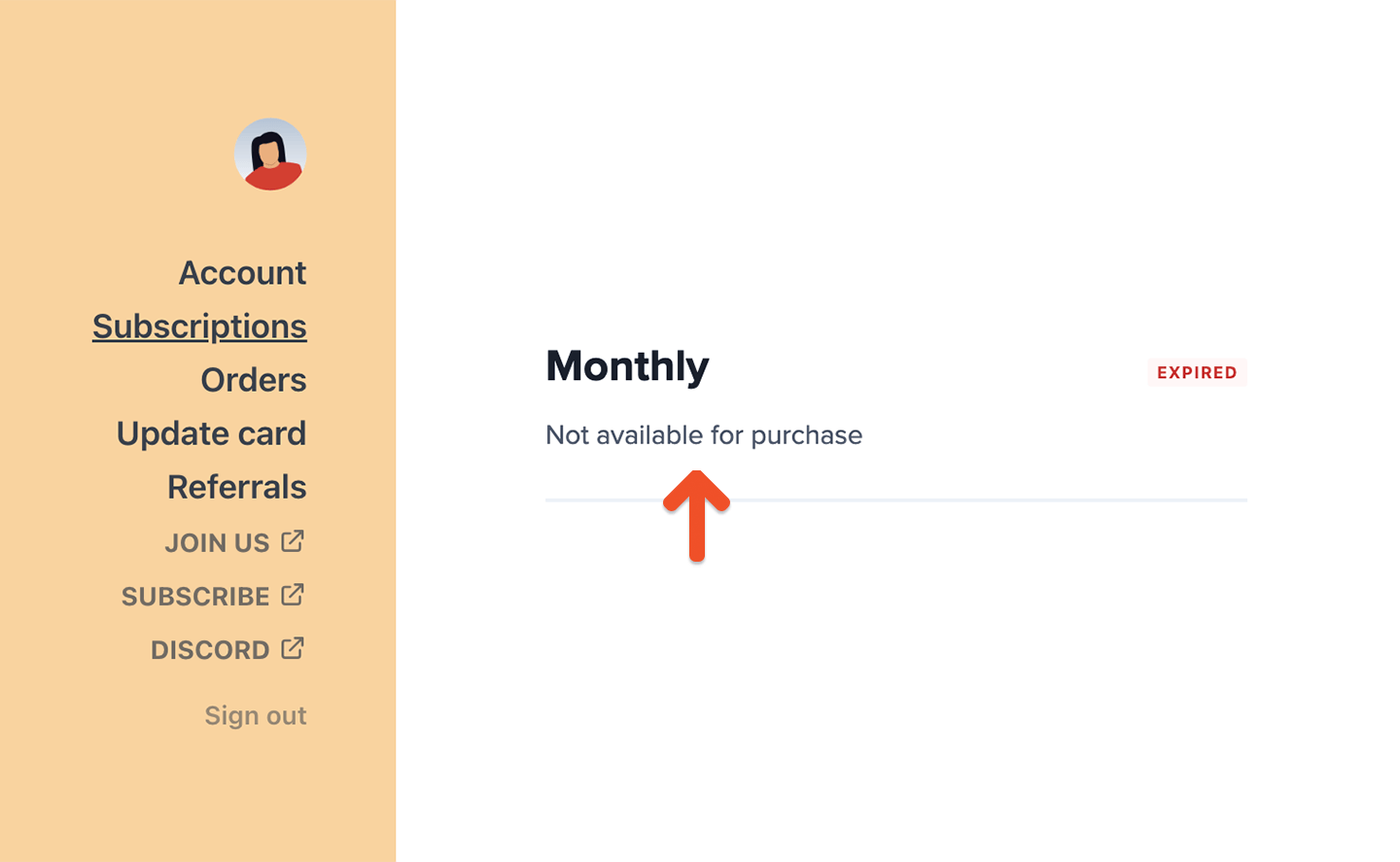 Member subscribed to expired and unavailable plan