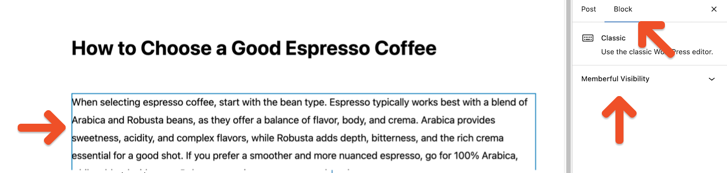 Access visibility settings