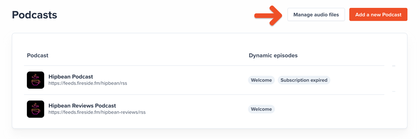 Manage audio files