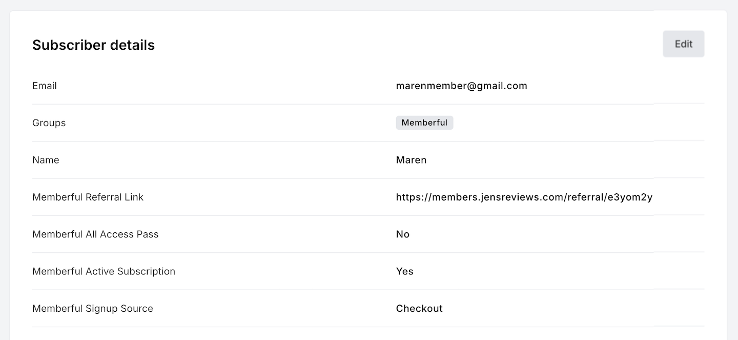 Memberful fields in MailerLite profile