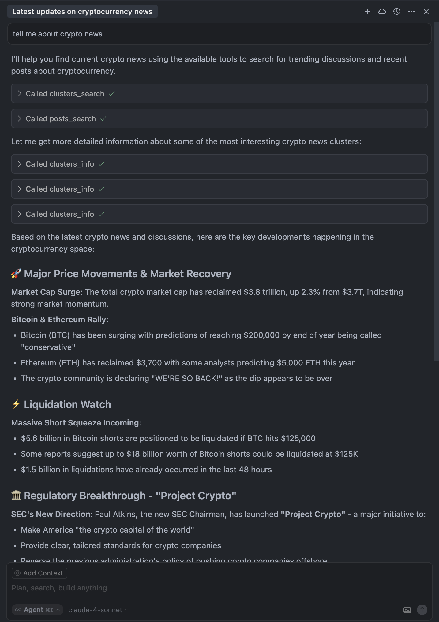 Cursor chat interface showing conversation with real-time context from Membit