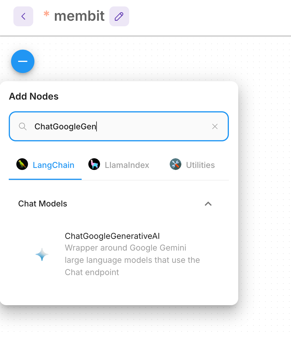 Searching for ChatGoogleGenerativeAI node in Flowise