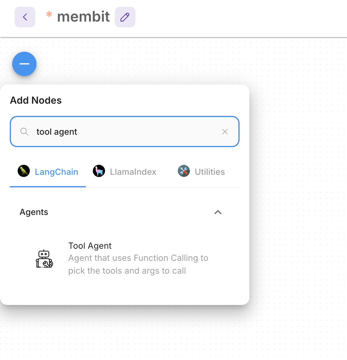 Searching for Tool Agent node in Flowise