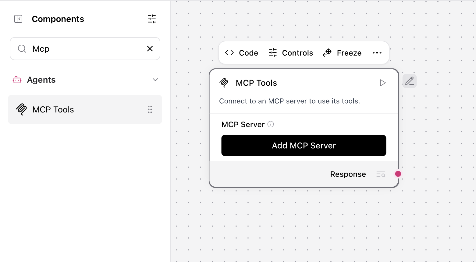 Searching for MCP tools in Langflow component library