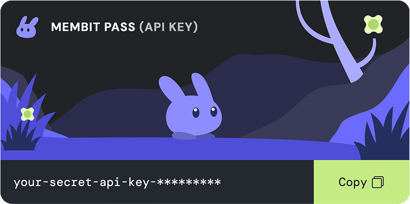 Membit API key generation interface