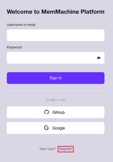 New User Register Link