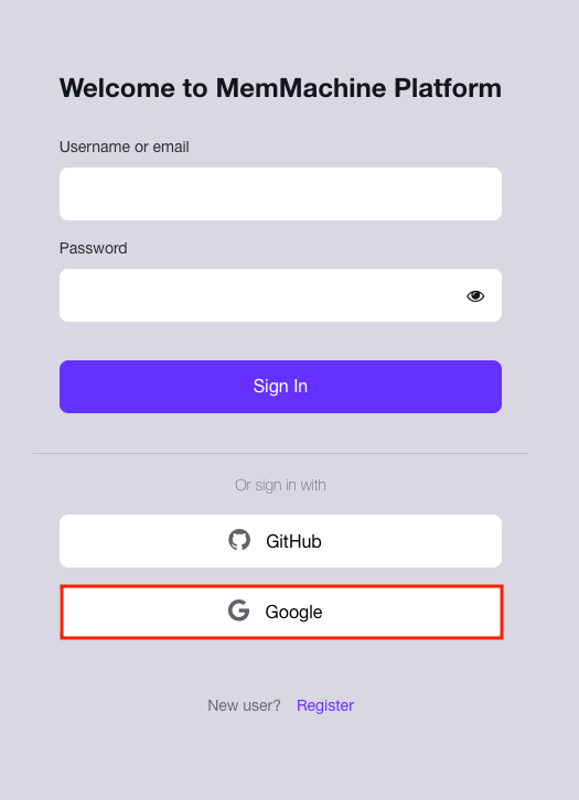 Google Button on login screen
