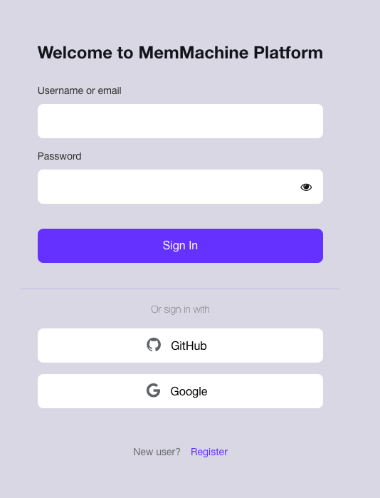 Login and Registration - MemMachine Documentation