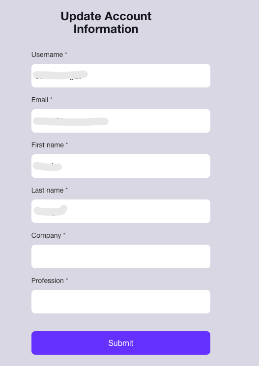 MemMachine Update Account Information Page