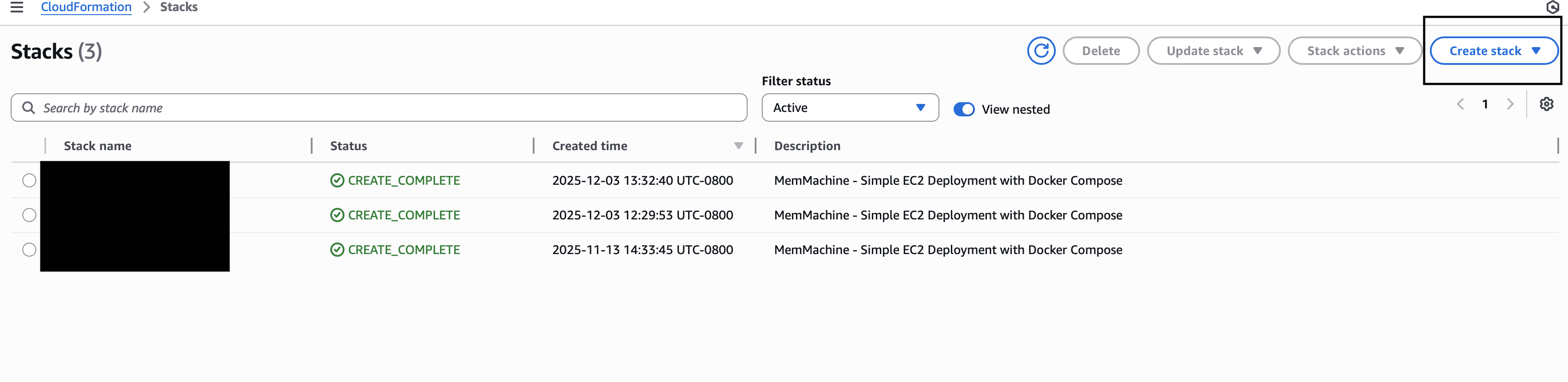 AWS Cloud Formation Console