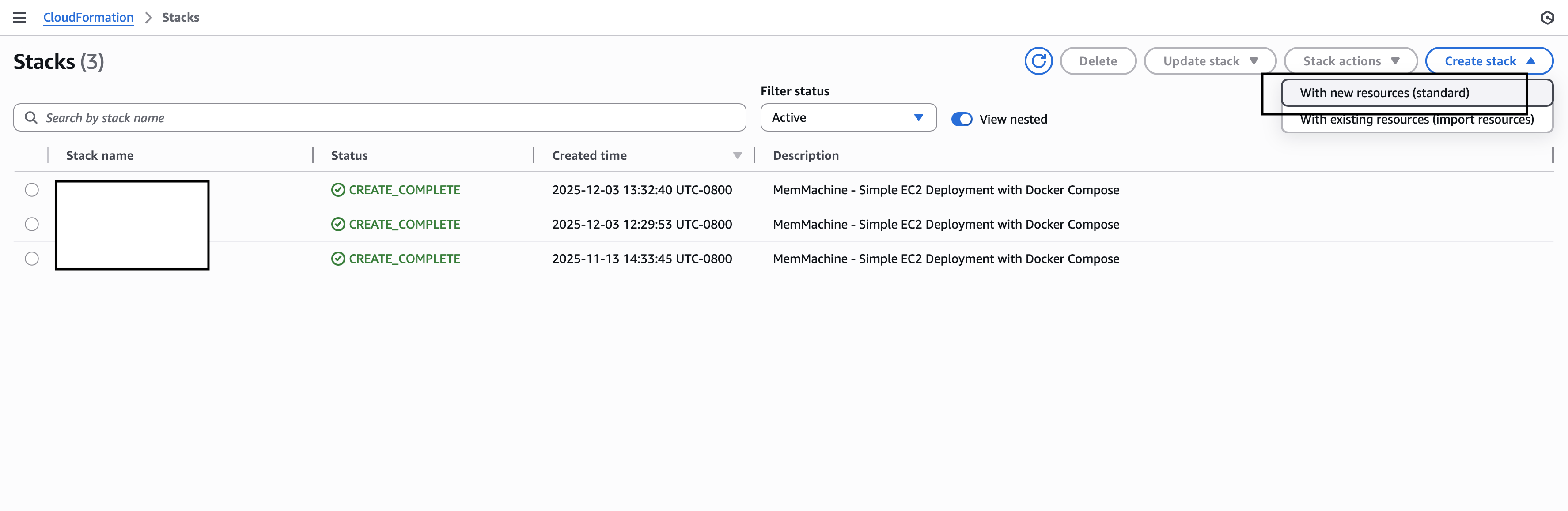 AWS Cloud Formation Create Stack