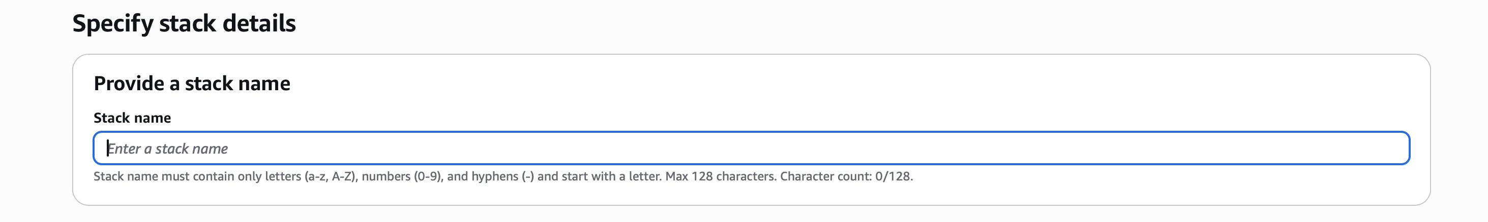 AWS Enter Stack Details