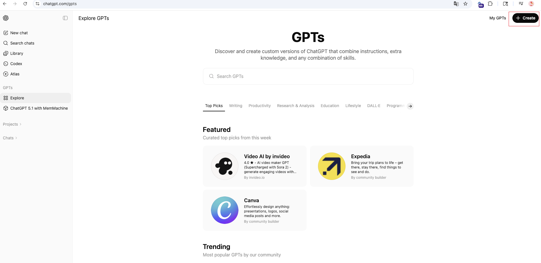 GPT Store Creation Page