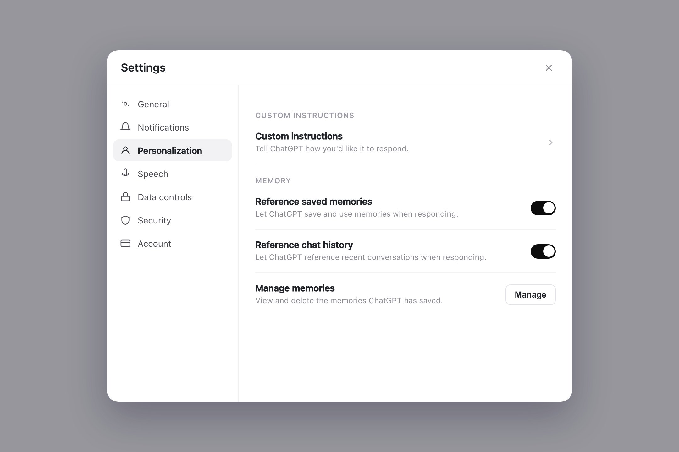 ChatGPT Personalization Settings