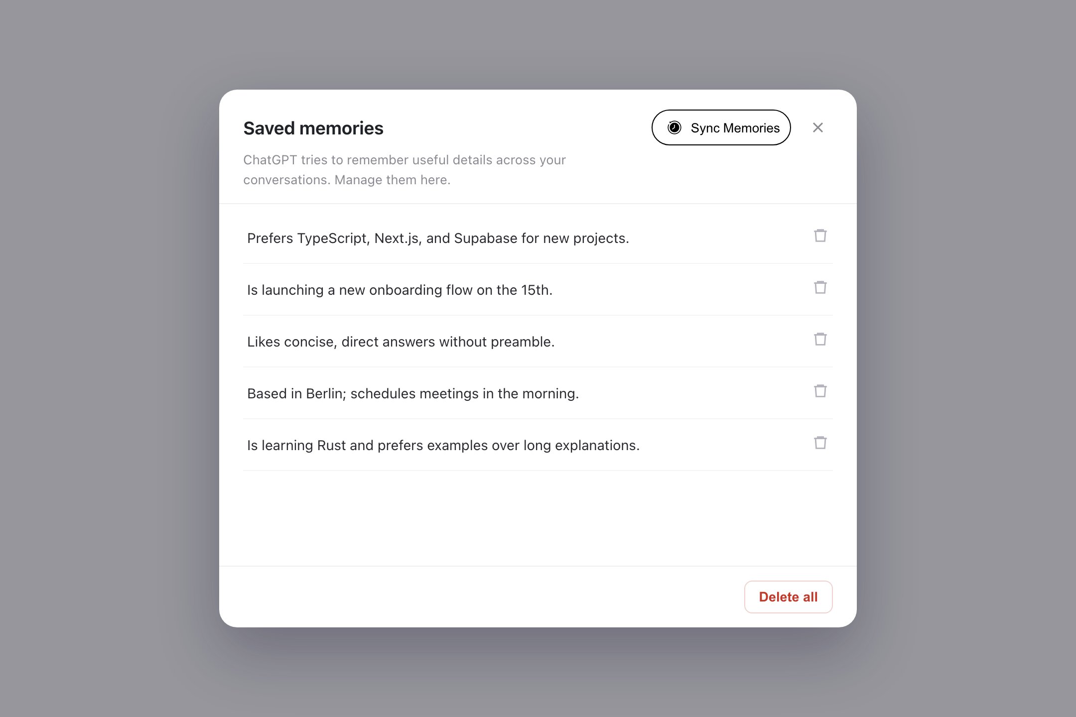 Sync Memories Button