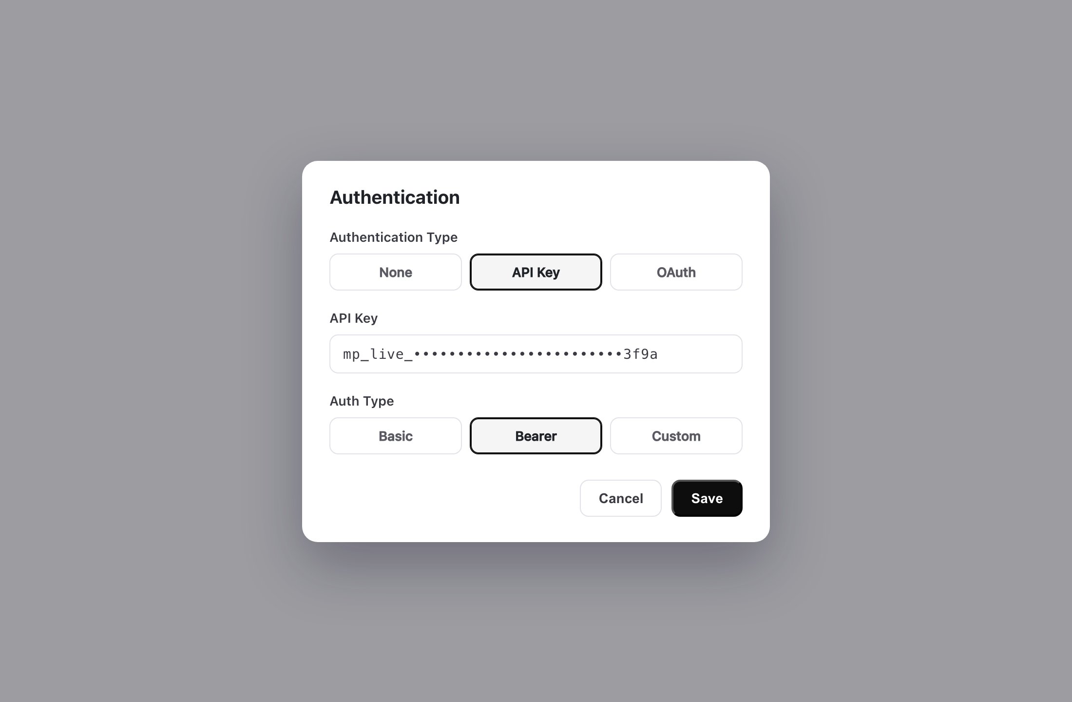 Authentication setup with API Key and Bearer