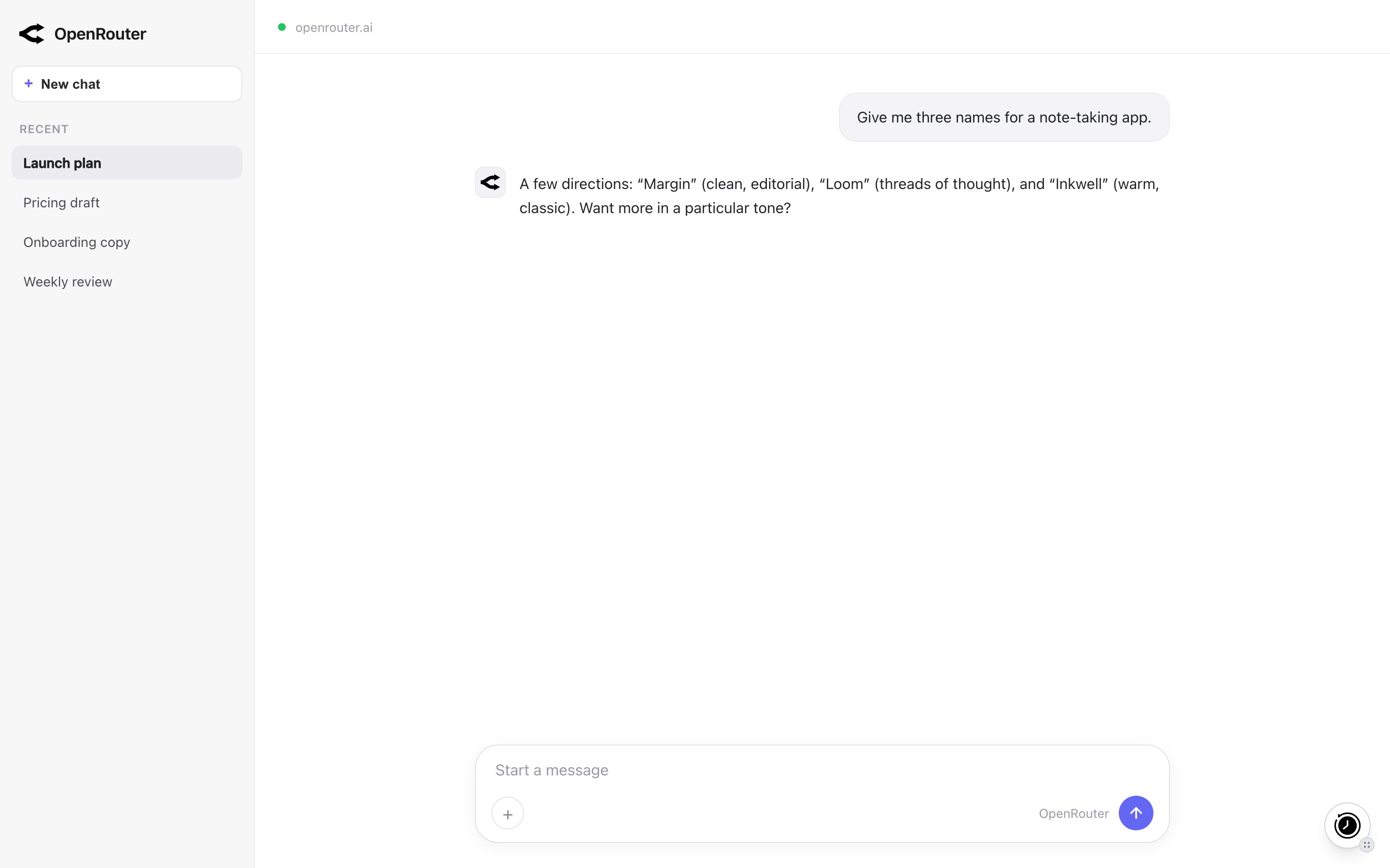 MemoryPlugin floating button on OpenRouter (openrouter.ai)