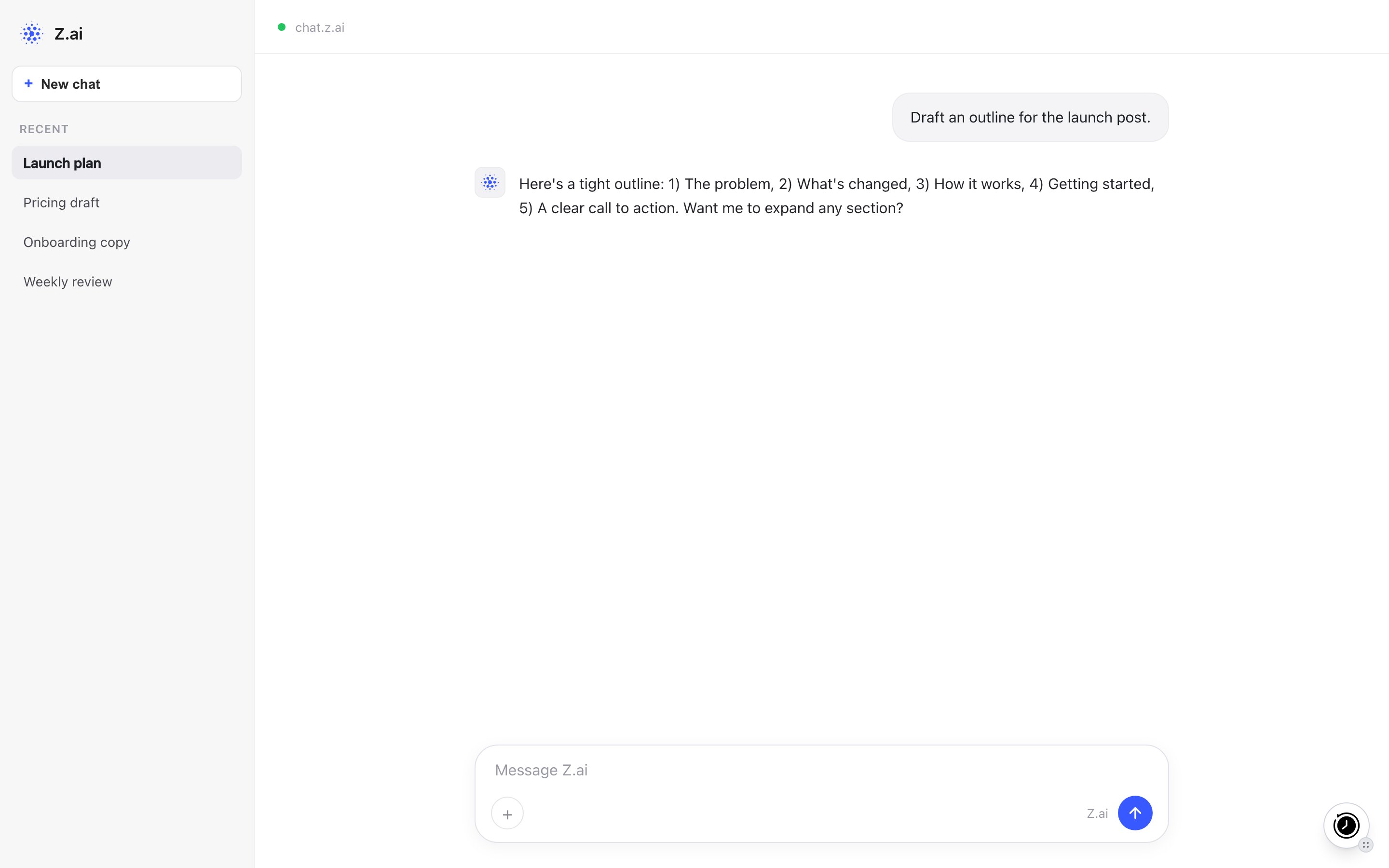 MemoryPlugin floating button on Z.ai (chat.z.ai)