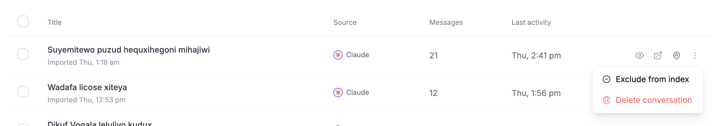 Individual Chat Actions
