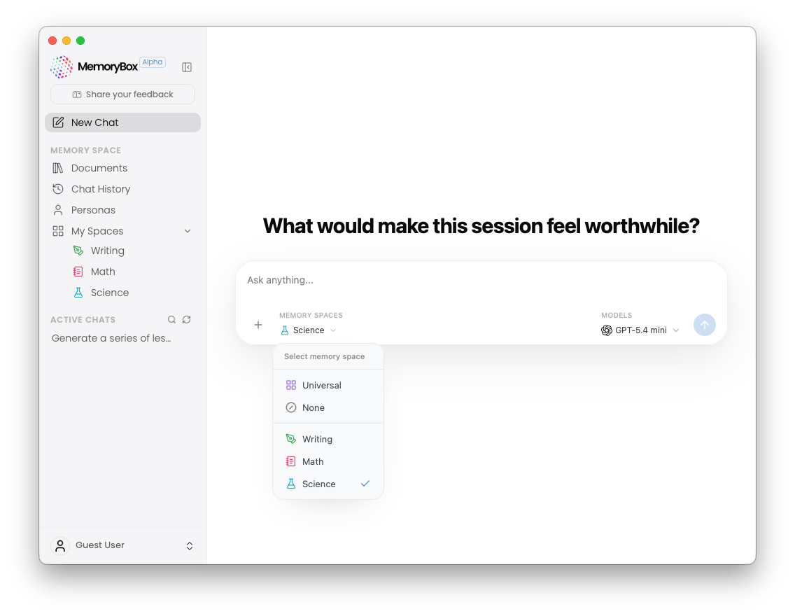 Selecting a local Memory Space in the composer bar