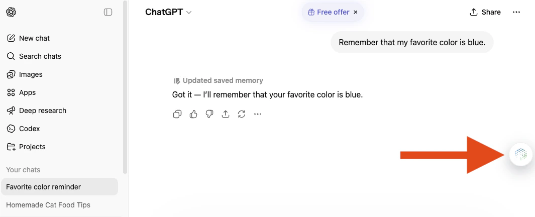 Assistant button in ChatGPT