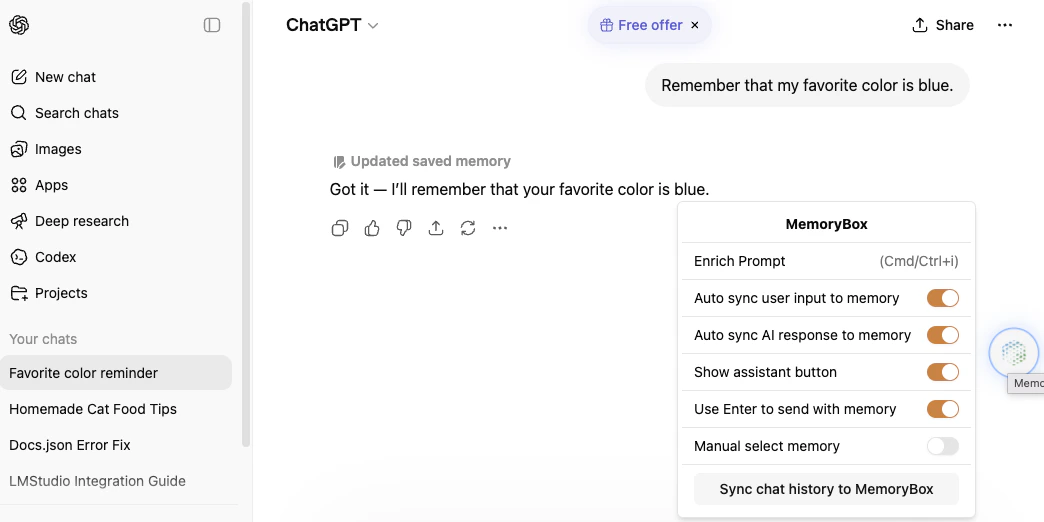 MemoryBox Hover Menu