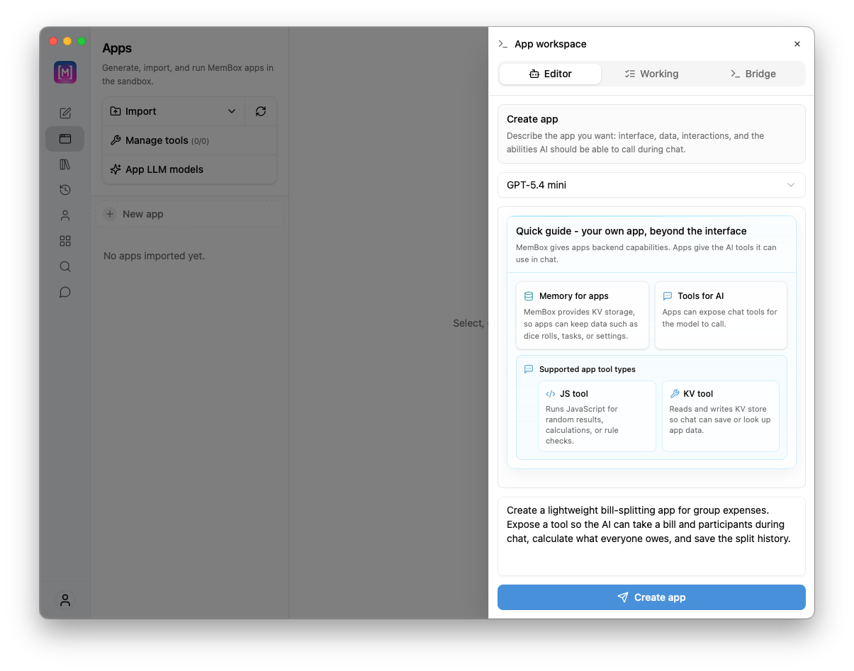 App Builder workspace editor tab