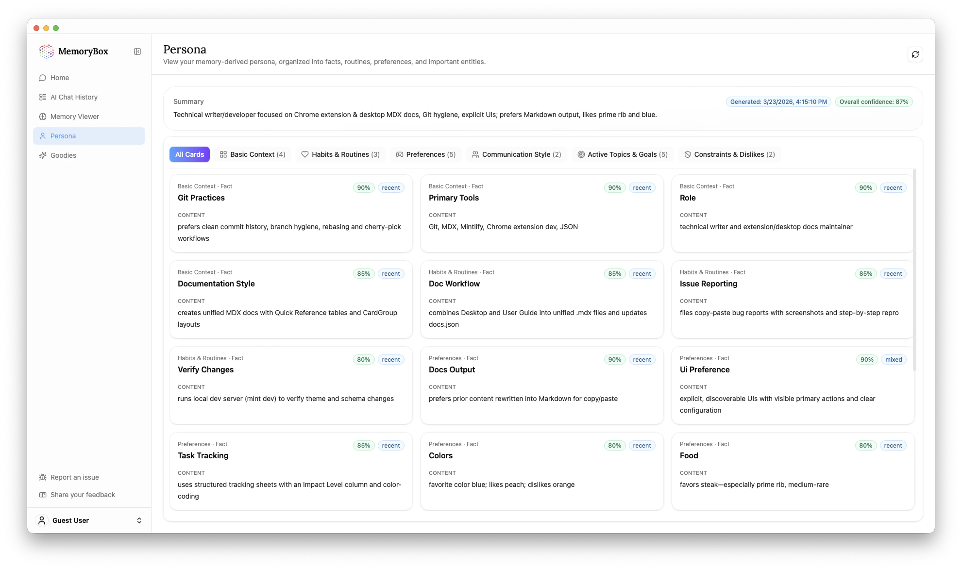 MemoryBox Persona Profile Overview