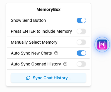 Hover orb menu with experimental toggles unlocked