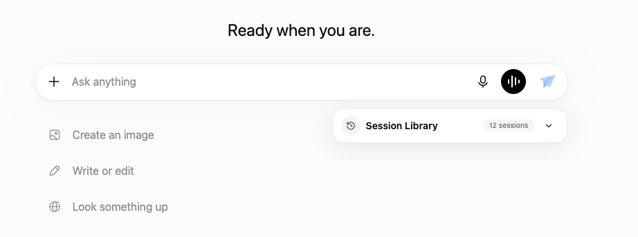 Session Library collapsed view