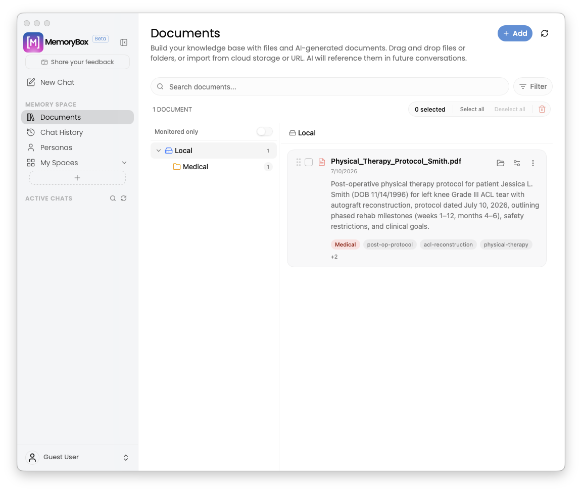 Unified Documents dashboard view
