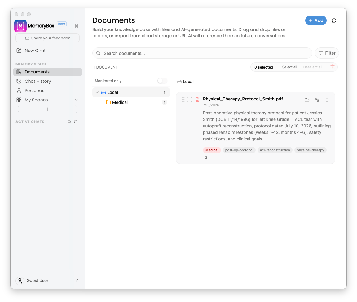 Unified Documents dashboard view
