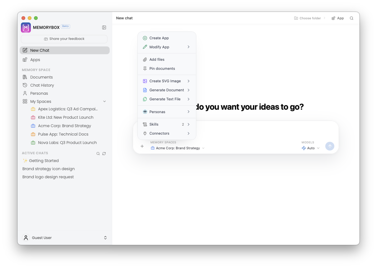 The advanced contextual tool and persona modifier popover menu
