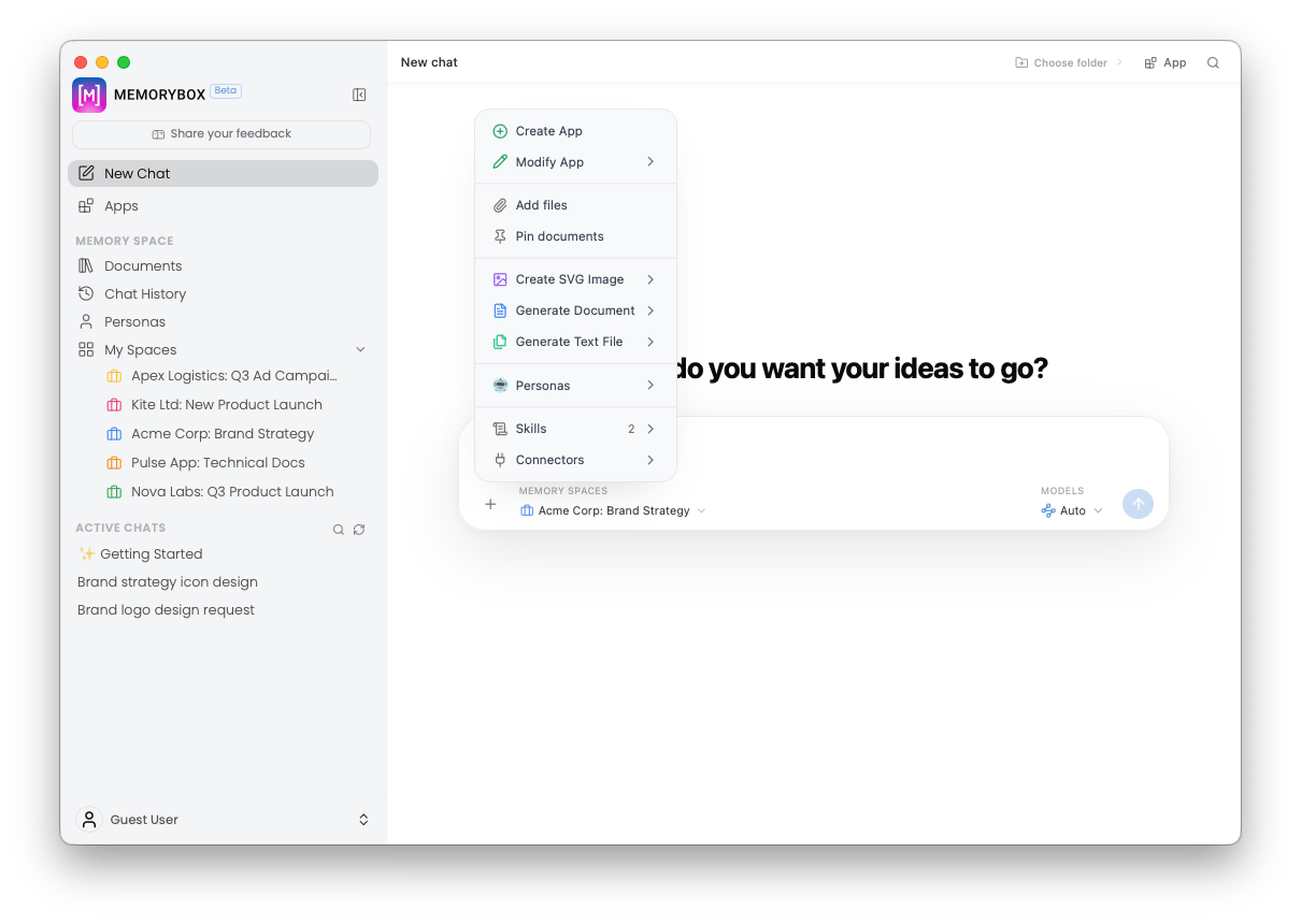 The advanced contextual tool and persona modifier popover menu