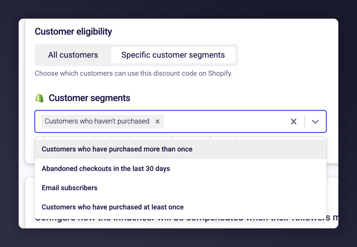 Customer eligibility settings in collaboration wizard
