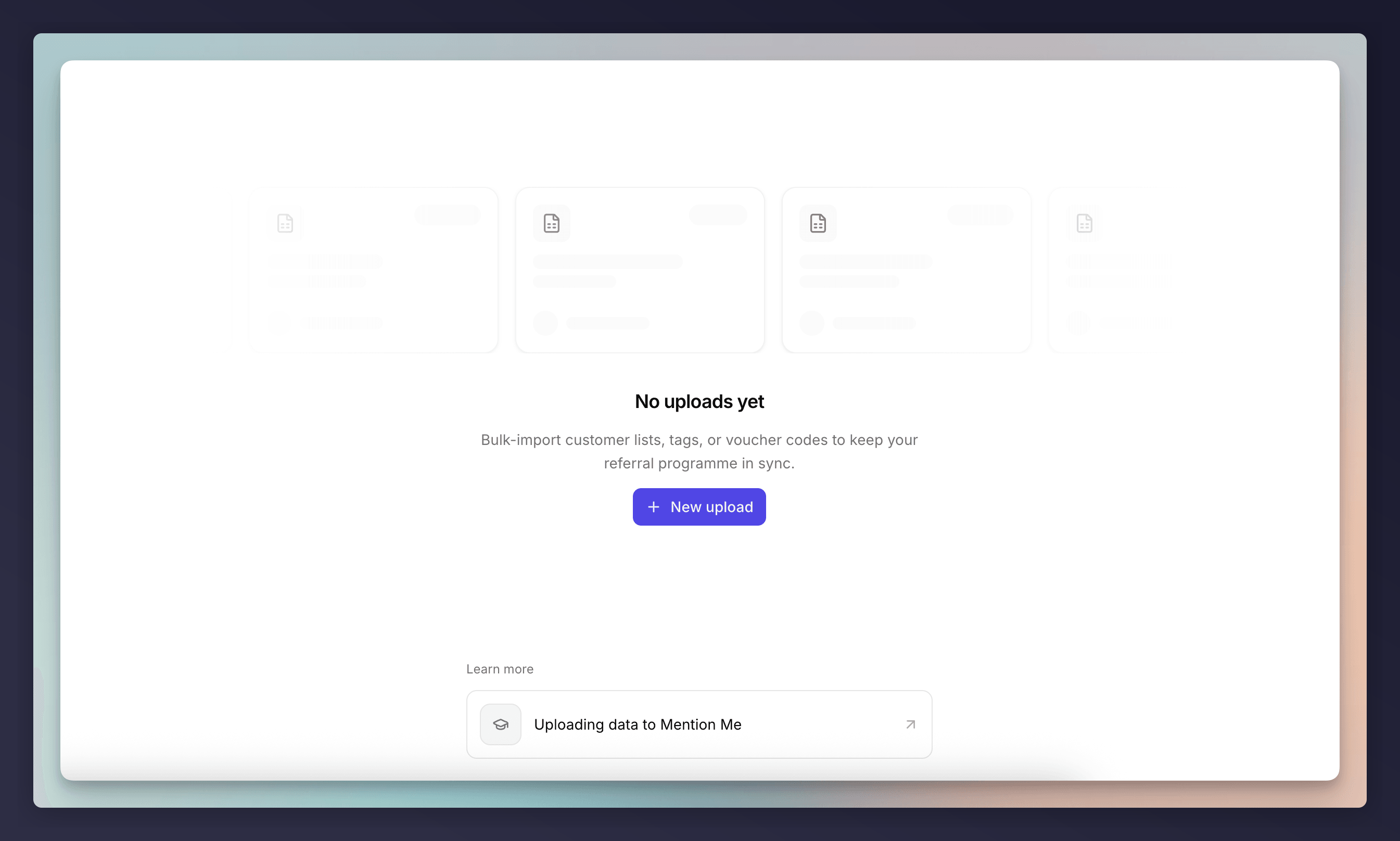 Uploads page in its empty state