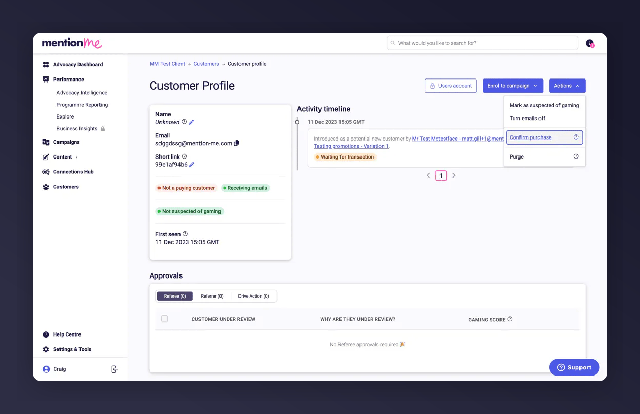 Confirm purchase button popup