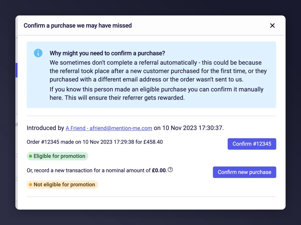 Promotion selection confirmation option